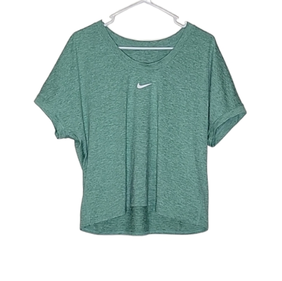 Nike Tops - Nike Dri-Fit Marled Green Logo Front Loosefit Shortsleeve Scoopneck Tee Shirt